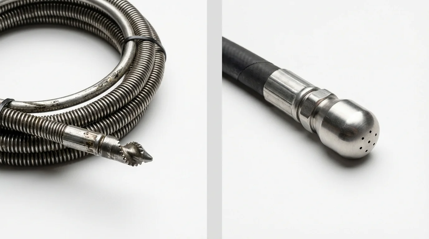 Drain snake cable and hydro jetting nozzle used for drain cleaning in Marco Island, FL