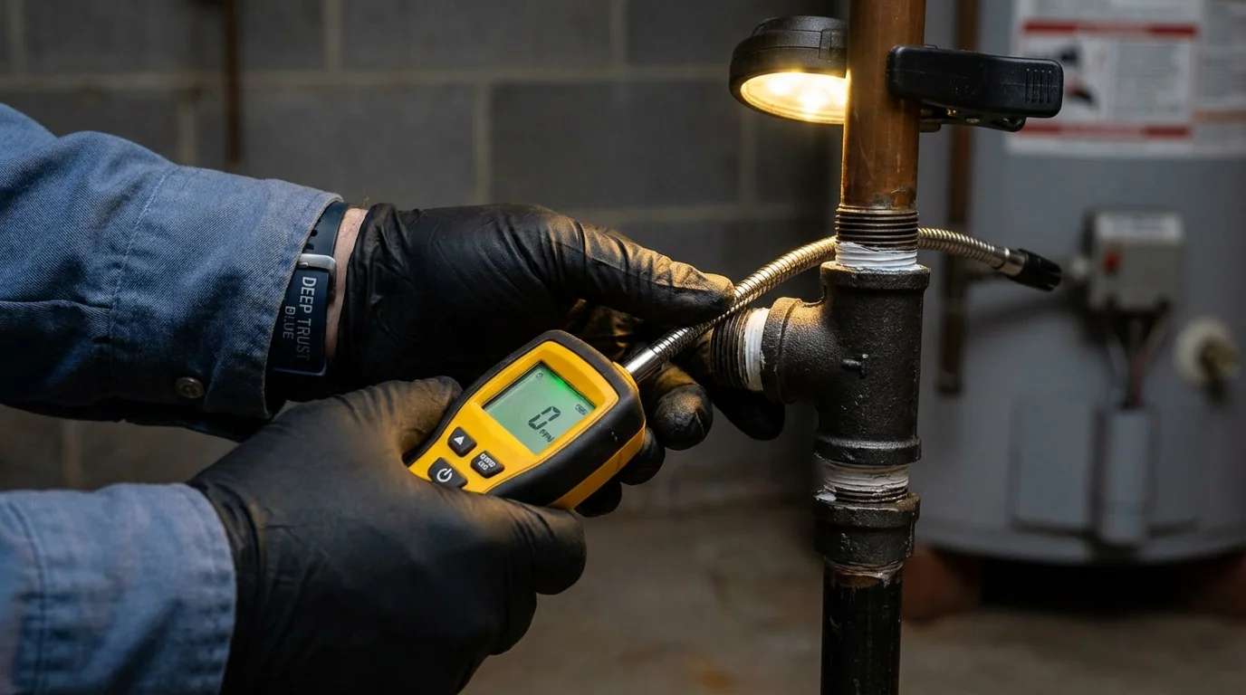 Gas leak detection with electronic sniffer by Johns Plumbing LLC in Marco Island