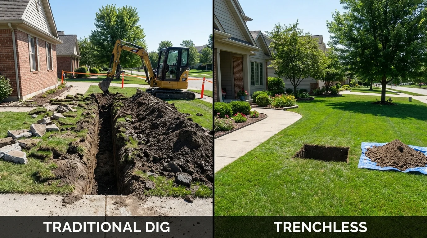 Trenchless sewer repair with minimal yard damage versus traditional excavation in Marco Island, FL